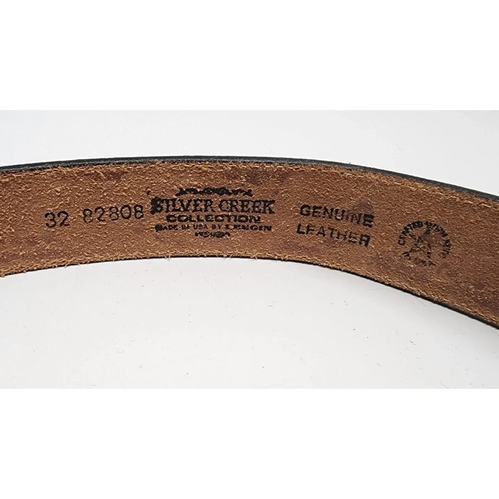 Silvercreek Collection Genuine Leather Belt Size 32 Basket Weave Brown Western